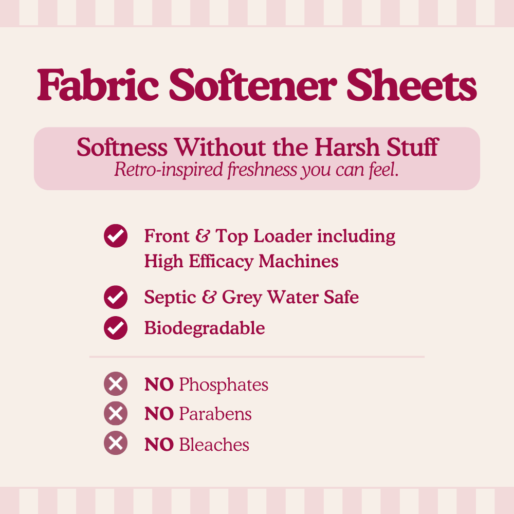 Eco In Wash Fabric Softener Sheets Natural Laundry Softener Sheets for Washer | Plastic-Free, Hypoallergenic
